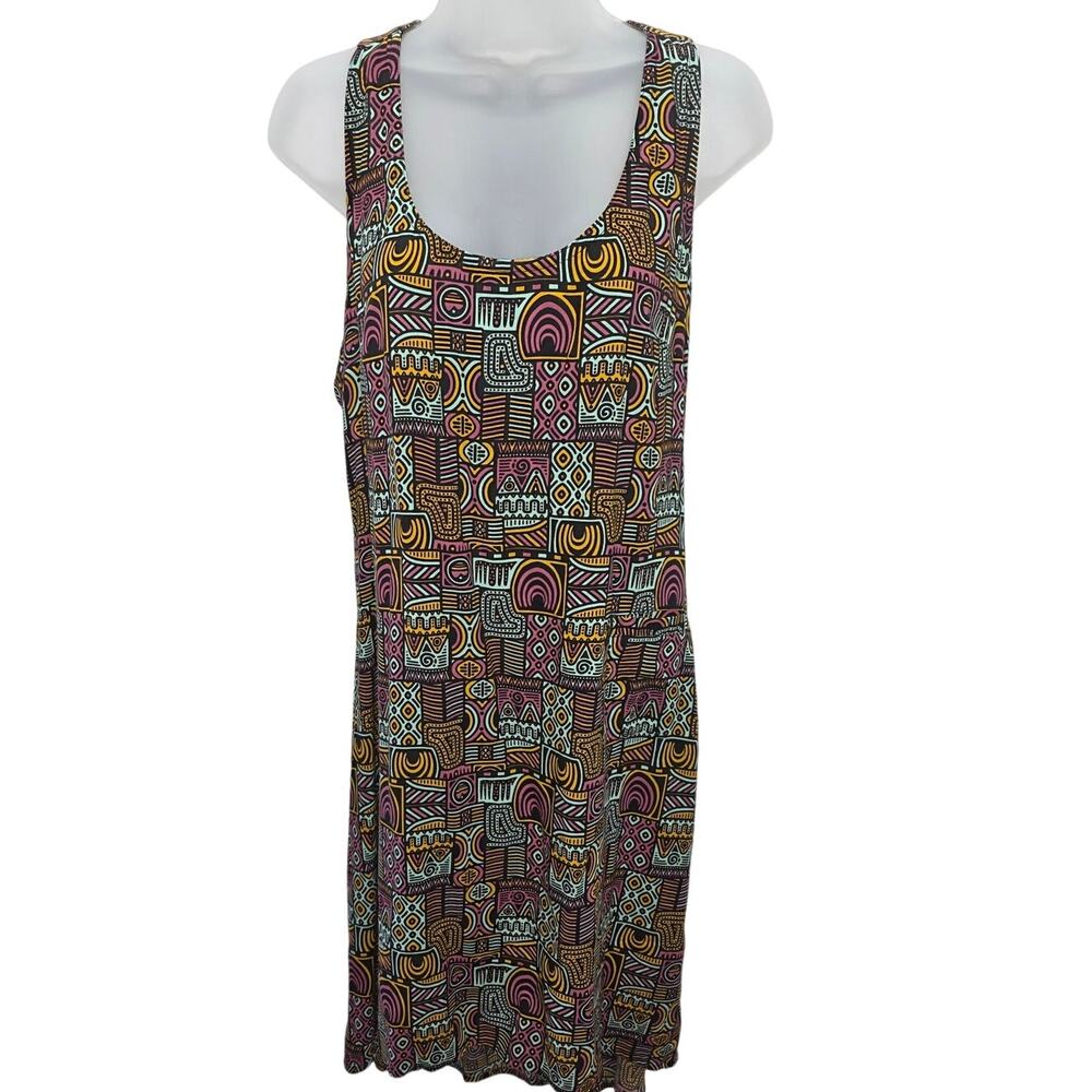 KAVU Multicolor Geometric Sleeveless Racerback Summer Dress Lightweight Casual